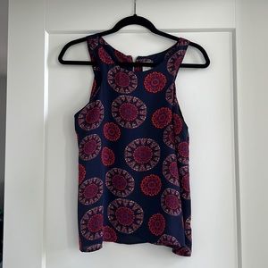 Paper Crane Blue Top with Red Pattern